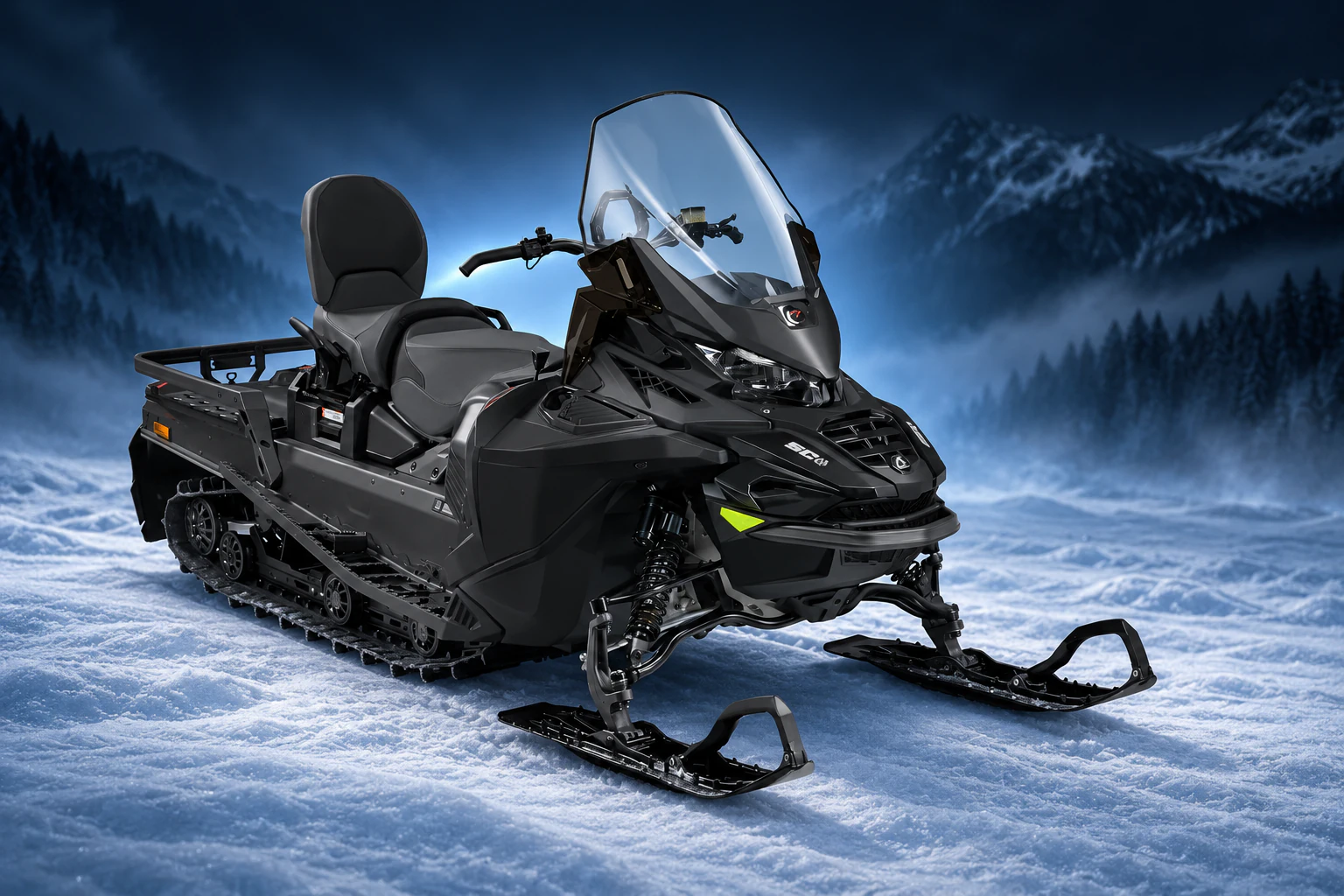 AODES Snowcross 800 SWT, чёрная версия, вид спереди-сбоку
